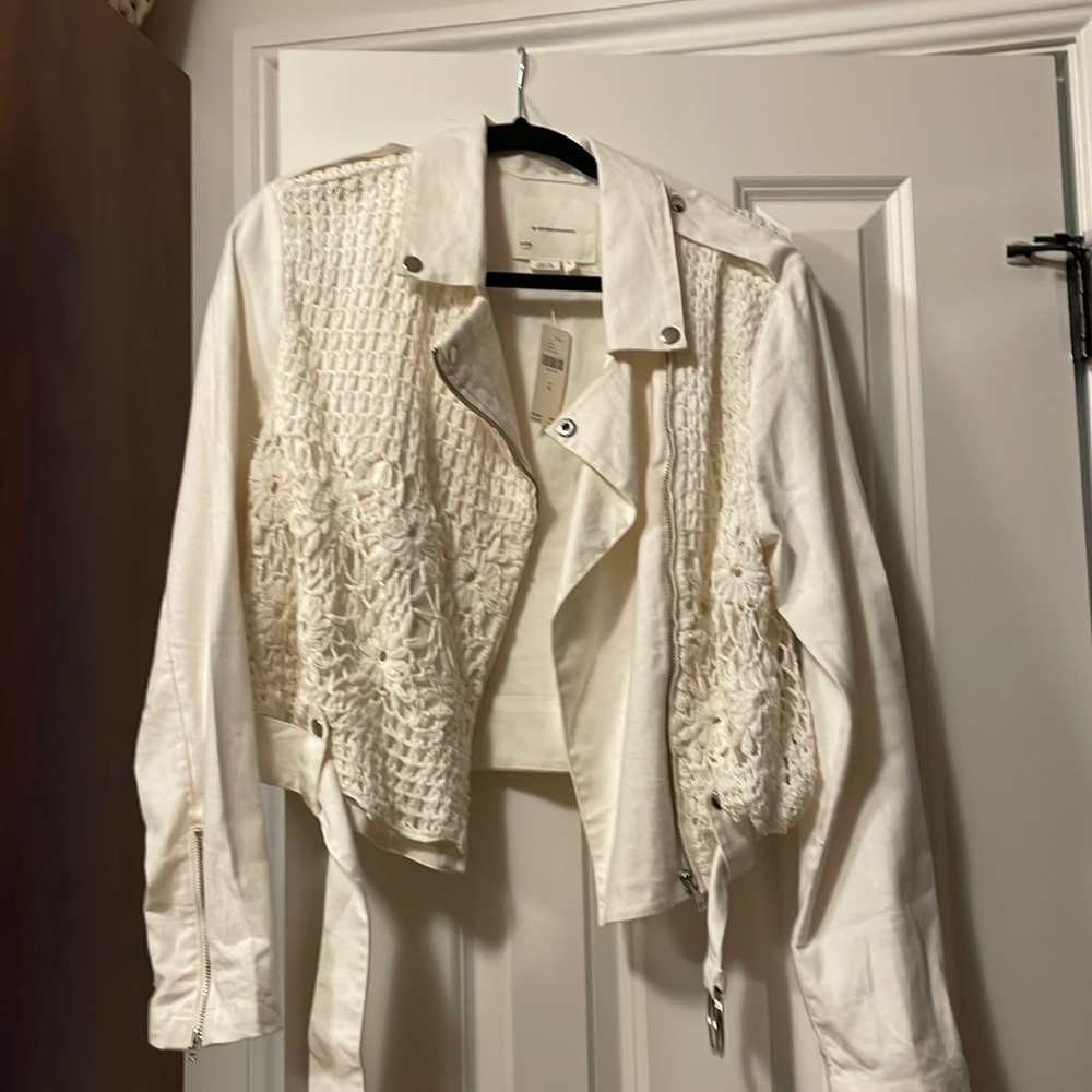 Cotton with macrame moto jacket never worn tags on size medium